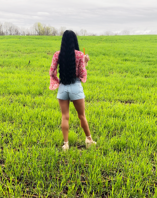 Button down denim skort￼